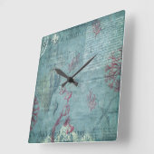 Horloge murale vintage gravée de coquillages (Angle)