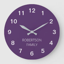 Horloge murale violet foncé minimaliste personnali