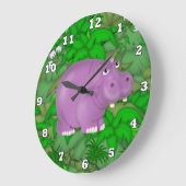 Horloge murale violet Hippo Jungle (Angle)