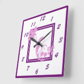 Horloge murale violette de cadre de fleur (Angle)