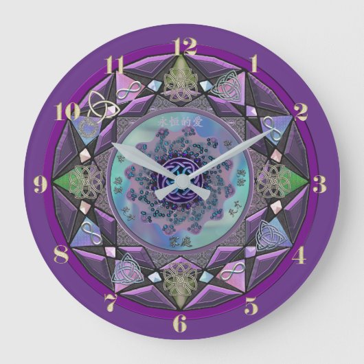 Horloge murale violette de Mandala celtique (Recto)