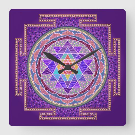 Horloge murale violette Sri Yantra (Recto)