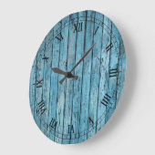 Horloge murale - Visage romain bleu rustique (Angle)