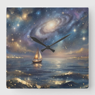 Horloge murale voilier Galaxy rêveuse - Étoilée ma