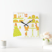 Horloge murale Whimssical Orange et Green Kitchen (Maison)