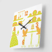 Horloge murale Whimssical Orange et Green Kitchen (Angle)