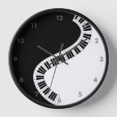 Horloge Musique Clavier Piano Noir Blanc Courbé Touches Dé (Recto)