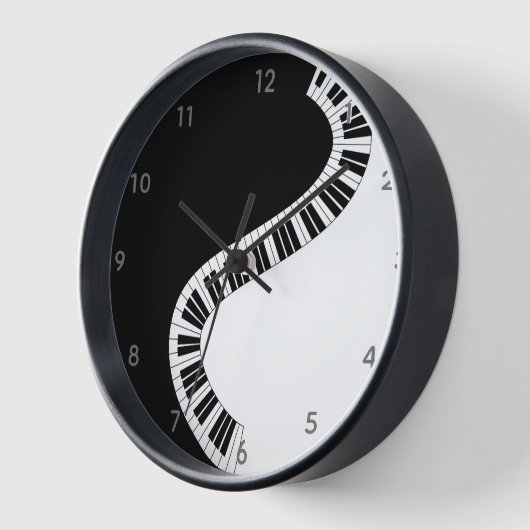 Horloge Musique Clavier Piano Noir Blanc Courbé Touches Dé (Angle)