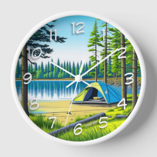Horloge Nature Camping Tente à thème dans les bois