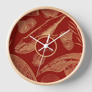 Horloge Nautique Vintage baleine Nursery, Rouge