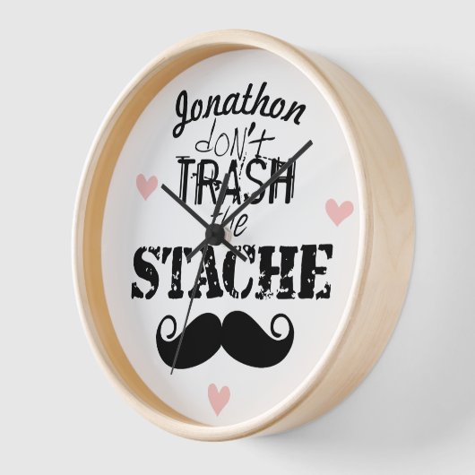 Horloge Ne jetez pas la moustache Retro Hipster (Angle)