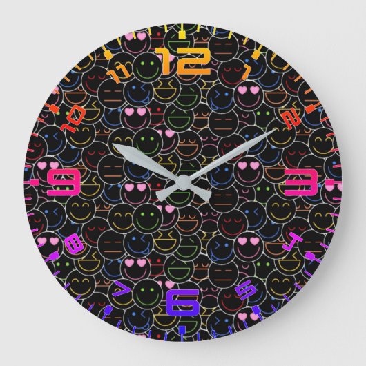 Horloge Neon Emoticon - Vibes modernes rétro (Recto)