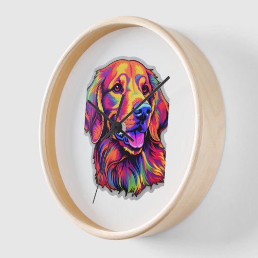 Horloge Neon Golden Retriever (Angle)
