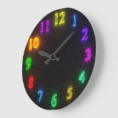 Horloge néon multicolore 3D (Angle)