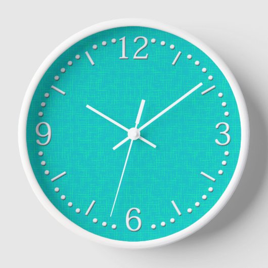 Horloge Néon turquoise texturé. (Recto)