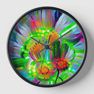 Horloge Nez des marguerites Abstraites aux couleurs vives