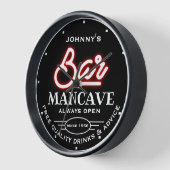 Horloge N'Importe Quel Nom Barre Mancave Rouge Noir Slogan (Angle)