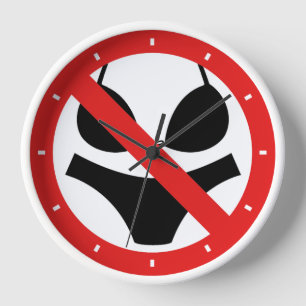 Horloge No swimsuits Allowed Sign