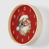 Horloge Noël de style rétro Holly Jolly Santa Claus (Angle)