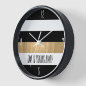 Horloge Noir moderne blanc et or rayé (Angle)