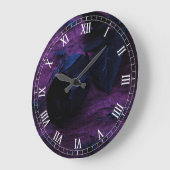 Horloge noire des chiffres romains ronds Roses (Angle)