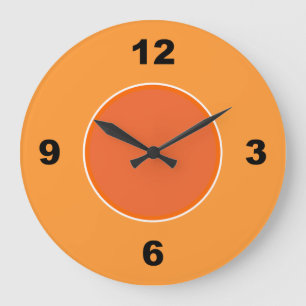 Horloge noire orange de deux nombres de ton grande