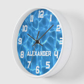 Horloge Nom d'athlète Piscine Aqua Bleu (Angle)