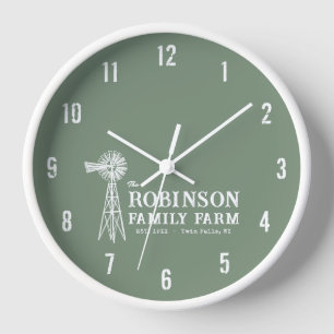 Horloge Nom de famille Agritourisme Rustique Windmill Sage