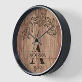 Horloge Nom de famille Rustic Wood (Angle)