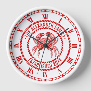 Horloge Nom de famille Vintage Crab #1 Date de fondation C
