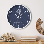 Horloge Nom de l'entreprise Business Logo Entreprise Blue<br><div class="desc">Les horloges murales avec le logo de l'entreprise font des cadeaux promotionnels d'entreprise uniques. Personnalisez avec votre nom d'entreprise et logo. Les horloges font aussi de grands cadeaux d'appréciation pour les employés.</div>