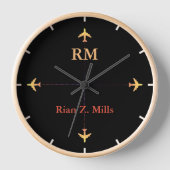 Horloge Nom de pilote personnalisé Avions Style Aero (Recto)