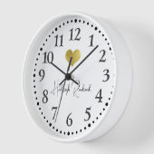 Horloge Nom de script mignon Monogramme cœur doré (Angle)