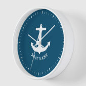 Horloge Nom minimal Nautical Ocean Blue Boat (Angle)