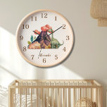 Horloge Nom personnalisé Cute Watercolor Dinosaur<br><div class="desc">Ajoutez une touche de charme préhistorique à la chambre de votre enfant avec notre Nom Personnalisé Cute Watercolor Dinosaur Horloge! Avec d'adorables illustrations de dinosaures aquarelle, cette horloge est à la fois fonctionnelle et agréable. Conçu avec des matériaux durables, notre horloge est conçue pour résister à l'énergie ludique des enfants....</div>