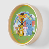 Horloge Nom personnalisé de l'animal de la jungle Mur (Angle)