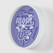 Horloge Nom personnalisé "Meilleure maman jamais" (Angle)