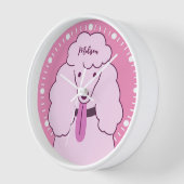 Horloge Nom personnalisé Poodle rose (Angle)