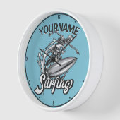 Horloge NOM personnalisé Surfer Big Wave Skeleton Surfing (Angle)