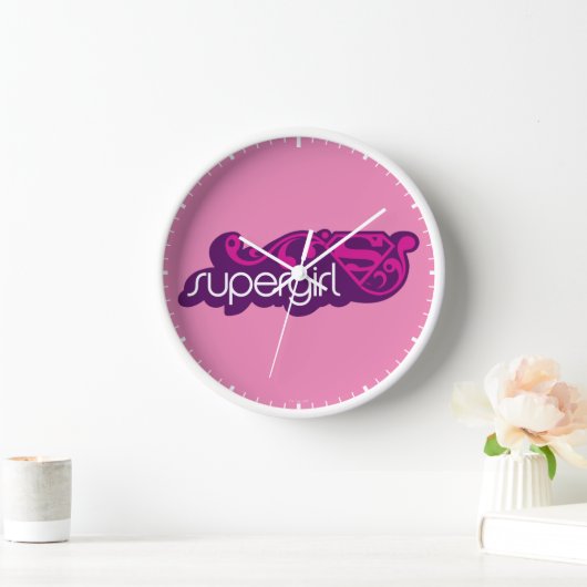 Horloge Nom Super Supergirl et Bouclier S (Maison)