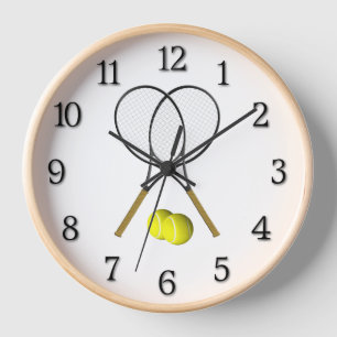 Horloge Nombre noir de doubles de tennis