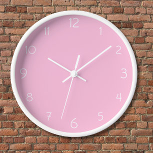Horloge Nombres blancs modernes Bonbon rose coton classi