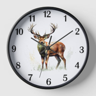 Horloge Nombres noirs de cerfs en cage énormes