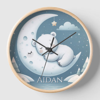 Horloge Noms de bébé personnalisés Sleeping Bear