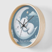 Horloge Noms de bébé personnalisés Sleeping Bear (Angle)
