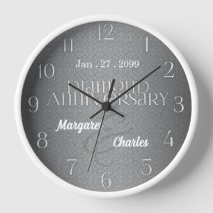 Horloge Noms de date de 60e anniversaire de mariage de dia