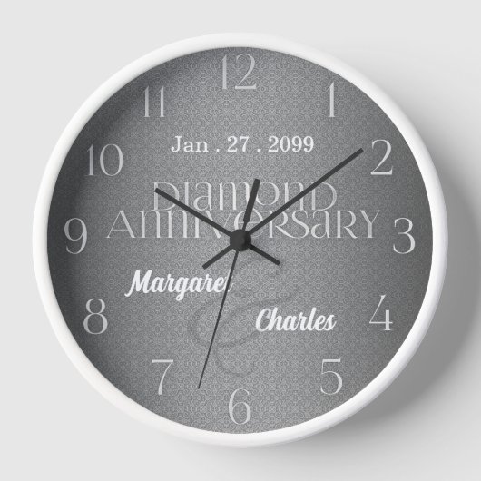 Horloge Noms de date du 60e anniversaire de mariage de dia (Recto)