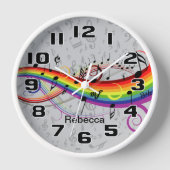 Horloge Notes de musique noire sur Gray (Recto)