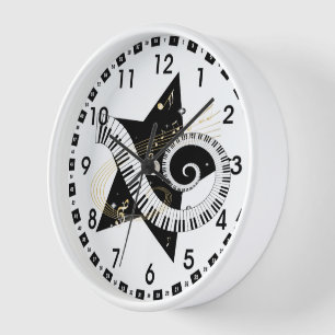 Horloge Notes d'or d'étoile musicale