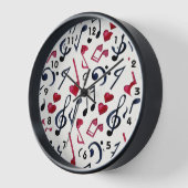 Horloge Notes et symboles de musique noir et blanc (Angle)